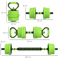 SPORTNOW Pesi da Palestra Set 4 in 1 da 40kg totali, utilizzabile come Kettlebell, Manubri e Bilancieri(m-3)