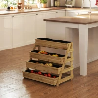 Outsunny Fioriera Rialzata a 4 Livelli con Fori di Drenaggio e Tessuto non Tessuto, in Legno di Abete, 75x57x60.5 cm(m-9)