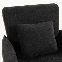 HOMCOM Cadeirão Individual em Chenille Acolchoado para Sala com Pés em Metal e Bolso Lateral, Preto(m-12)