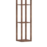 HOMCOM Floor Lamp with Shelves, Modern Dimmable Standing Lamp with Fabric Shade, Adjustable Colour Temperature, Rustic Brown(m-10)