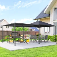 Outsunny Gazebo da Giardino Estensibile con Ruote e Copertura in Poliestere UPF30+,  3x3 m/3x5.6 m, Grigio(m-2)