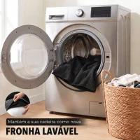HOMCOM Cadeirão Individual em Chenille Acolchoado para Sala com Pés em Metal e Bolso Lateral, Preto(m-8)
