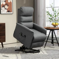 HOMCOM Poltrona Alzapersona Elettrica con 8 Punti Vibranti, 4 Modalità di Massaggio e Riscaldamento, Grigio(m-2)
