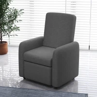 HOMCOM Poltrona Reclinabile 115° max con Poggiapiedi e 4 Ruote, in Poliestere e Legno, 76x78.5x102 cm, Grigio(m-2)
