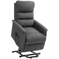 HOMCOM Poltrona Alzapersona Elettrica con 8 Punti Vibranti, 4 Modalità di Massaggio e Riscaldamento, Grigio(m-1)