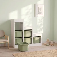 AIYAPLAY Scaffale Portagiocattoli a 3 Livelli con 6 Contenitori per Bambini da 3-8 Anni, 96x38.5x90cm, Verde(m-11)