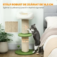 PawHut Arbore Răzuitor pentru Pisici Înalt de 92 cm cu Stâlp din Sisal și Pat în Formă de Floare, Verde(m-5)