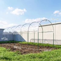 Outsunny Serre de jardin serre à tomates 7 arceaux en acier bâche en plastique 6 x 1,23 x 1,71 m vert(m-3)