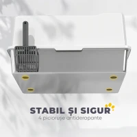PawHut Litiere impermeabilă pentru pisici cu pereți înalțați, tavă și lopățică, din ABS, 71x50,8x35,5 cm, albă(m-7)
