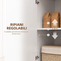 HOMCOM Credenza Moderna Bassa con Ante Ammortizzate e Apertura a Pressione, Ripiani Regolabili, Bianco(m-6)