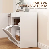 HOMCOM Credenza Moderna Bassa con Ante Ammortizzate e Apertura a Pressione, Ripiani Regolabili, Bianco(m-5)