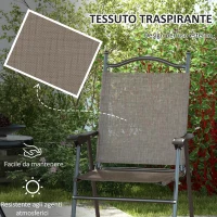 Outsunny Set 2 Sedie Pieghevoli da Giardino con Braccioli e Seduta in Tessuto Traspirante, Marrone(m-5)