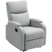 HOMCOM Poltrona Reclinabile Manualmente a 60° Extra Imbottita in Tessuto con Poggiapiedi, Grigio(m-1)