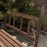 Outsunny Set da Giardino 3 Pezzi in Legno di Pino con 1 Tavolo da Esterno 115x55x71 cm e 2 Panchine 115x51x80 cm(m-8)