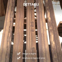 Outsunny Set da Giardino 3 Pezzi in Legno di Pino con 1 Tavolo da Esterno 115x55x71 cm e 2 Panchine 115x51x80 cm(m-6)