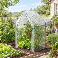 Outsunny Serre de jardin, Serre à Tomate pour le jardin avec 2 portes zippées, dim. 90 x 90 x 145cm(m-8)