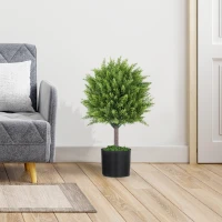 HOMCOM Pianta Finta Albero Cedro con Vaso Incluso per Interno ed Esterno, Altezza 55 cm, Verde(m-10)