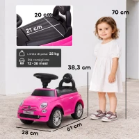 AIYAPLAY Macchina Cavalcabile per Bambini 12-36 Mesi Licenza Fiat con Musica, Clacson e Vano Sottosedile in PP, Rosa(m-3)