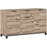 HOMCOM Credenza Buffet in stile Industriale con Cassetto e 3 Armadietti, in Legno Marrone, 120x36.5x70 cm(m-1)