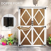 Outsunny Capanno da Giardino in Legno di Abete con 2 Ripiani e 2 Porte, 116.5x57x159/167 cm, Marrone e Bianco(m-6)