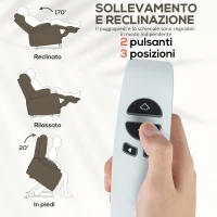 HOMCOM Poltrona Alzapersona Reclinabile Massaggiante e Riscaldante con Doppio Motore, Marrone Scuro(m-4)