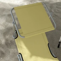 Outsunny Set 2 Sdraio da Giardino Pieghevoli con Schienale e Tettuccio Regolabili, 187x58x36 cm, Beige(m-8)