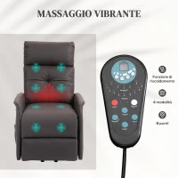 HOMCOM Poltrona Relax Alzapersona e Reclinabile con 8 Punti Massaggio e Riscaldamento, 2 Telecomandi, Marrone(m-6)