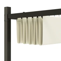 Outsunny Gazebo Pergola 3x3 m con Tettuccio Retrattile, 8 Viti e 8 Picchetti, in Poliestere 180g e Metallo, Bianco Crema(m-8)