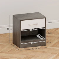 HOMCOM Comodino Moderno con Ripiano Aperto e Cassetto, in Legno, 39x28x41 cm, Bianco e Grigio Scuro(m-3)