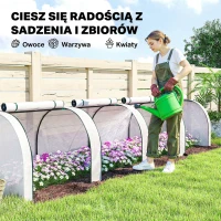 Outsunny Szklarnia, zimowa szklarnia foliowa z drzwiami na zamek błyskawiczny 395 x 100 x 80 cm, biały(m-7)