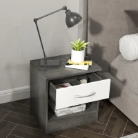 HOMCOM Comodino Moderno con Ripiano Aperto e Cassetto, in Legno, 39x28x41 cm, Bianco e Grigio Scuro(m-7)