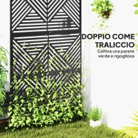 Outsunny Separé Divisorio da Esterno Decorativo e Traliccio per Rampicanti, 122x45x198 cm, Nero(m-4)