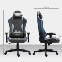 Vinsetto Sedia da Gaming Reclinabile a 150° con Funzione Dondolo, in Tessuto Effetto Lino, 66x53x128-138 cm, Grigio(m-3)