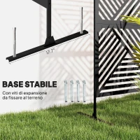 Outsunny Separé Divisorio da Esterno Decorativo e Traliccio per Rampicanti, 122x45x198 cm, Nero(m-5)