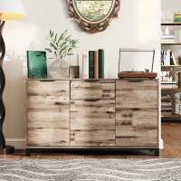 HOMCOM Credenza Buffet in stile Industriale con Cassetto e 3 Armadietti, in Legno Marrone, 120x36.5x70 cm(m-8)