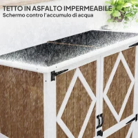 Outsunny Capanno da Giardino in Legno di Abete con 2 Ripiani e 2 Porte, 116.5x57x159/167 cm, Marrone e Bianco(m-5)