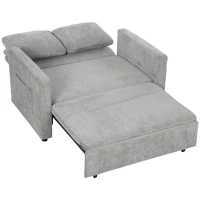 HOMCOM Canapea extensibilă 2 locuri 3-în-1, canapea-lit clic-clac 122 cm chenille, spătar reglabil, buzunare laterale, gri(m-1)