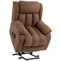 HOMCOM Poltrona Elettrica Alzapersona Massaggiante Reclinabile con Telecomando, in Tessuto, 91x93x103cm, Marrone(m-1)