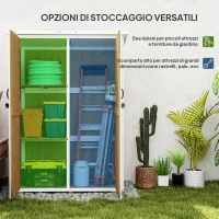 Outsunny Capanno da Giardino in Legno di Abete con 2 Ripiani e 2 Porte, 116.5x57x159/167 cm, Marrone e Bianco(m-4)