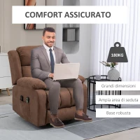 HOMCOM Poltrona Elettrica Alzapersona Massaggiante Reclinabile con Telecomando, in Tessuto, 91x93x103cm, Marrone(m-7)