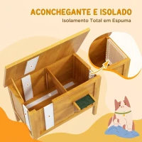 PawHut Casa de Exterior para Gatos em Madeira para 1-2 Gatos com Telhado Basculante e Espuma Isolante 85x50x68,5 cm Natural(m-4)