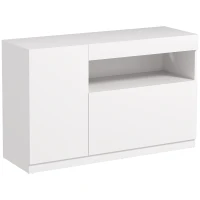 HOMCOM Credenza Moderna Bassa con Ante Ammortizzate e Apertura a Pressione, Ripiani Regolabili, Bianco(m-1)