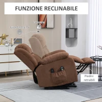 HOMCOM Poltrona Elettrica Alzapersona Massaggiante Reclinabile con Telecomando, in Tessuto, 91x93x103cm, Marrone(m-5)