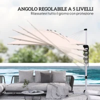 Outsunny Ombrellone a Braccio Inclinabile con Base a Croce, in Poliestere, Alluminio e Metallo, 295x295x260 cm, Cachi(m-6)