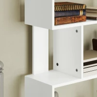 HOMCOM Libreria Asimmetrica a S a 5 Livelli con 10 Ripiani Aperti, in Legno, 80x24x159 cm, Bianco(m-9)