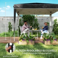 Outsunny Gazebo 3x3 m per 6-9 Persone ad Altezza Regolabile con Fori di Drenaggio, in Metallo e Tessuto Oxford Nero(m-5)