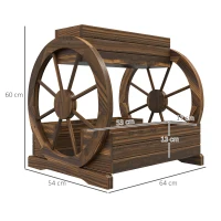 Outsunny Fioriera in Legno da Esterno a 2 Livelli con 3 Vasi e Ruote di Carro Stile Country, 64x54x60cm(m-3)