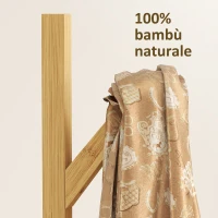 HOMCOM Albero Appendiabiti da Terra in Bambù con 9 Ganci e 3 Ripiani, Legno Naturale e Bianco(m-5)