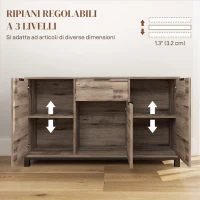 HOMCOM Credenza Buffet in stile Industriale con Cassetto e 3 Armadietti, in Legno Marrone, 120x36.5x70 cm(m-5)