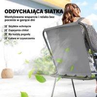 Outsunny Zestaw Mebli Ogrodowych 119 x 68 cm Stół ze Szkła z 6 Składanymi Krzesłami Parasol Wzór Wodny Szary(m-5)